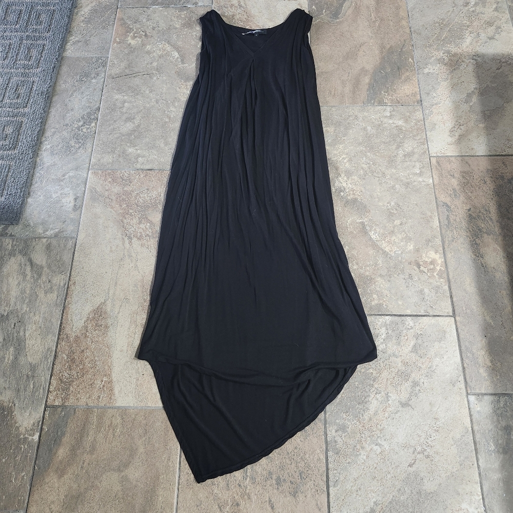 Gottex Women Beach Life Maxi Dress Small v neck Black Sleeveless High Low Hem